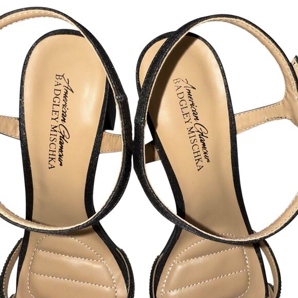 American Glamour Badgley Mischka Womens Karli Heeled Black Sandals SZ/ 8.5 - Picture 9 of 11